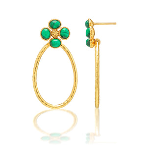 Berry Clover Teardrop  Earrings in Malachite