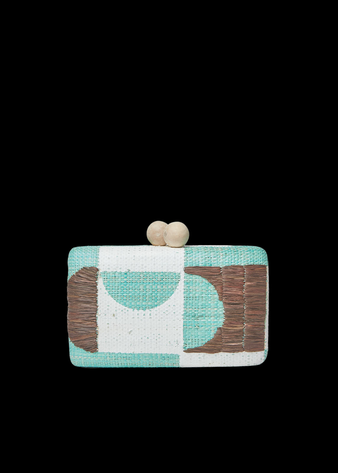 Faye Embroidered Straw Clutch Bag in Mint Multi