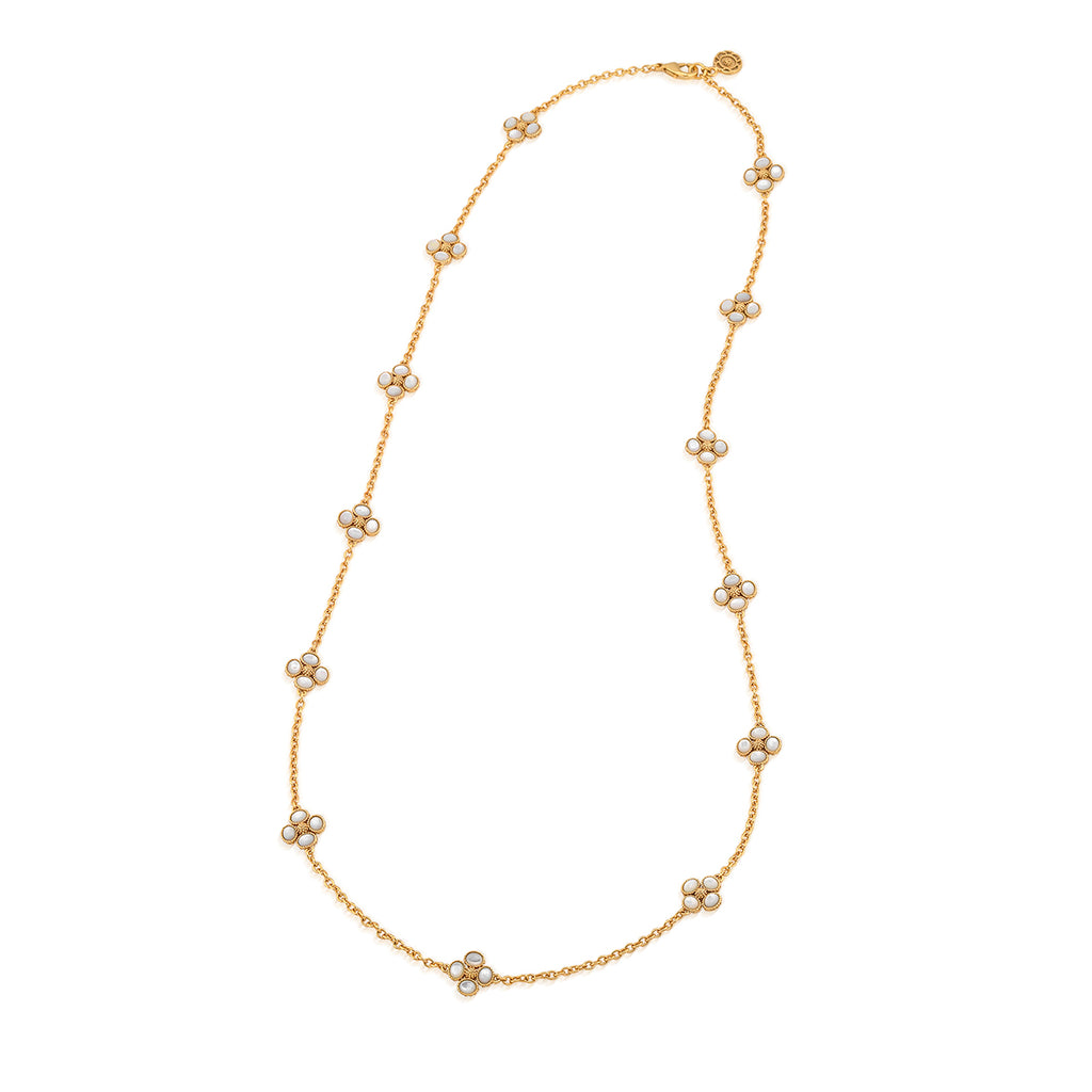 Berry Clover Double Sided Necklace 34" in MOP