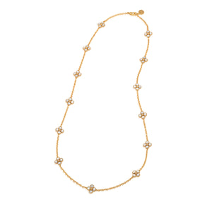 Berry Clover Double Sided Necklace 34" in MOP