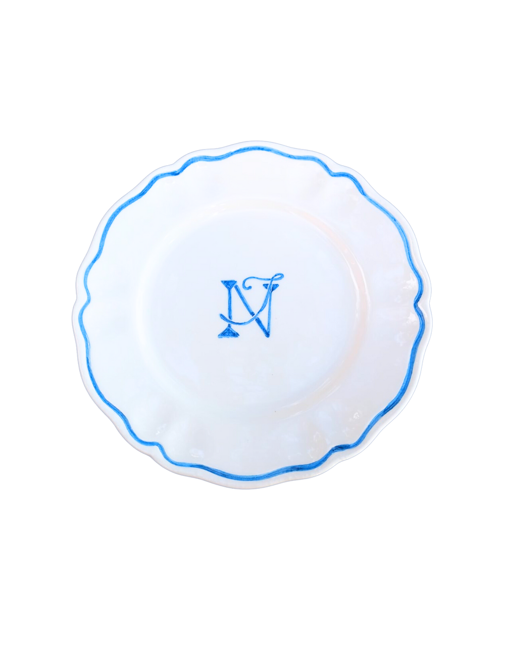 Personalized Monogram Scalloped Plate, Set of 6