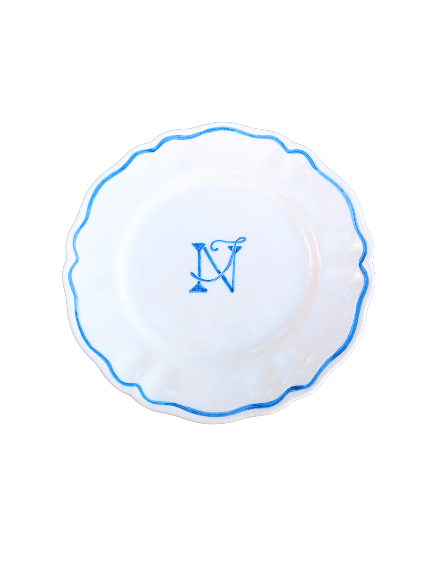 Personalised Monogram Scalloped Plate, Set of 6