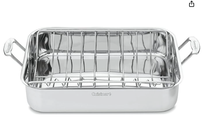 Cuisinart 16-Inch Roaster, Chef's Classic Rectangular Roaster with Rack, Stainless Steel, 7117-16URP1