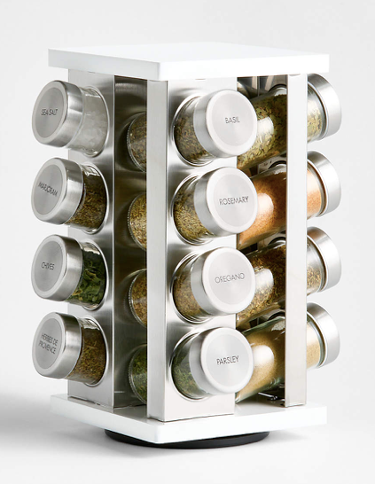16-Bottle White Revolving Spice Rack