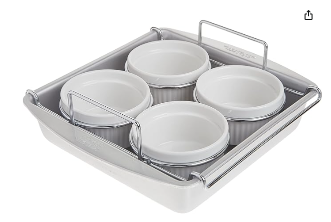 Chicago Metallic Professional Crème Brulee, 6 Piece Set, Stainless Steel Bain Marie