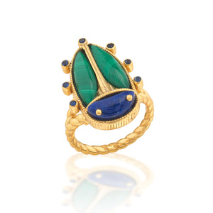 Scarab Grande Ring in Lapis/Malachite