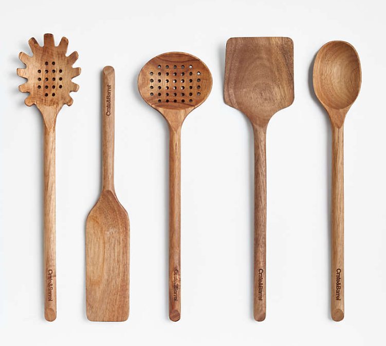 Crate & Barrel Acacia Utensils, Set of 5