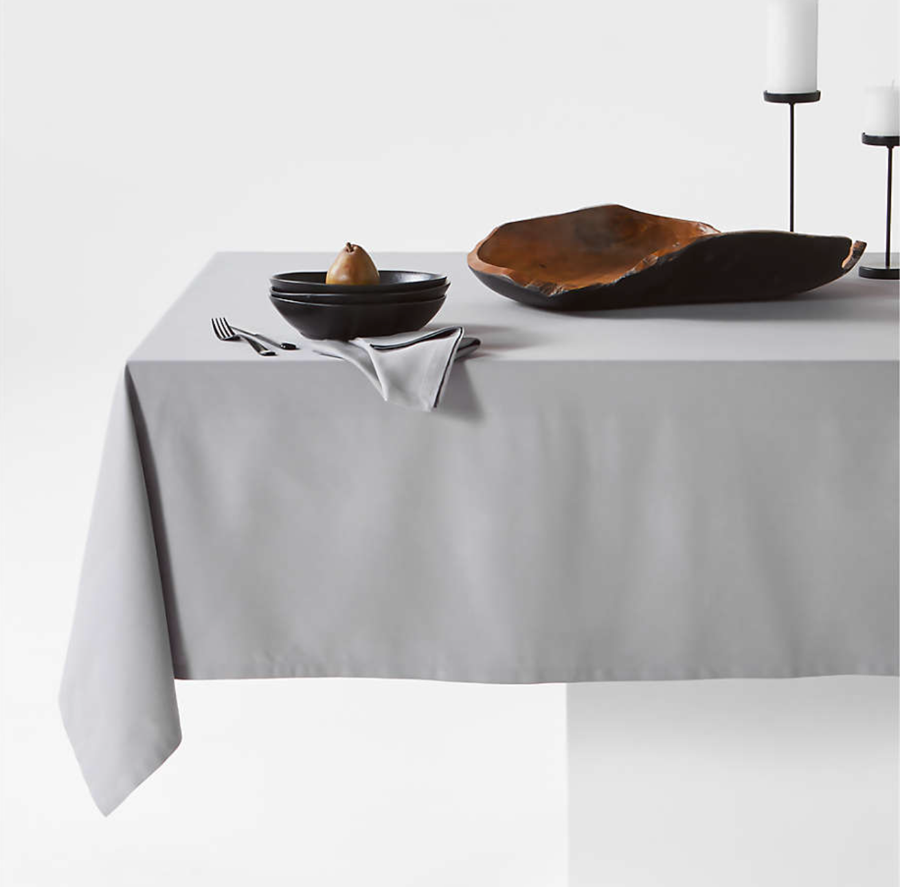 Aspen Metal Grey Organic Cotton Tablecloth