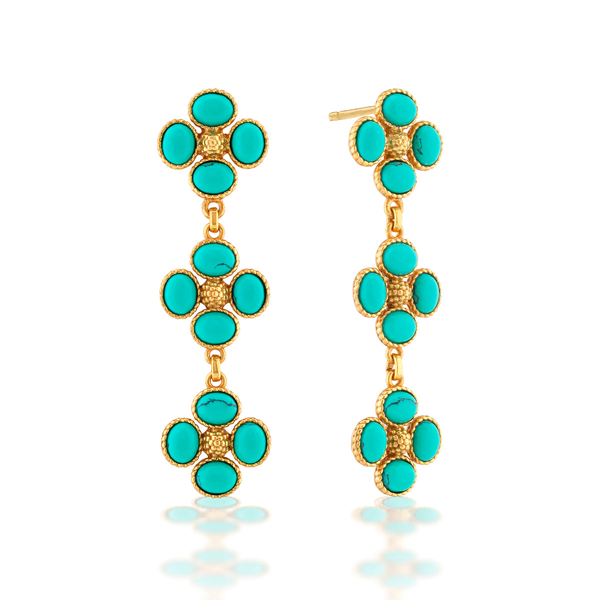 Berry Clover Linear Earrings in Turquoise