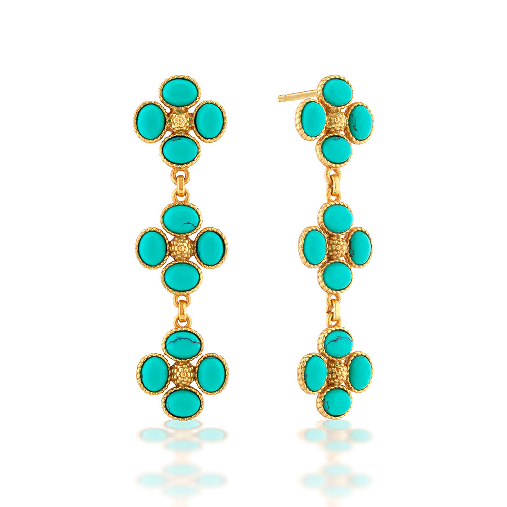 Berry Clover Linear Earrings in Turquoise