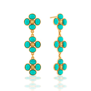 Berry Clover Linear Earrings in Turquoise
