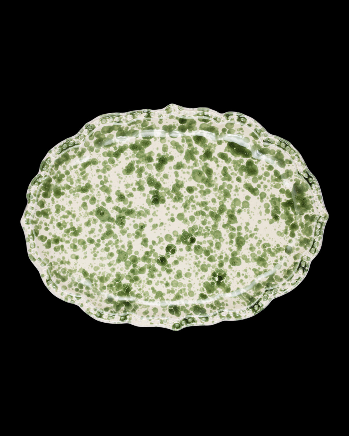 Speckled Serving Plate in Green and White