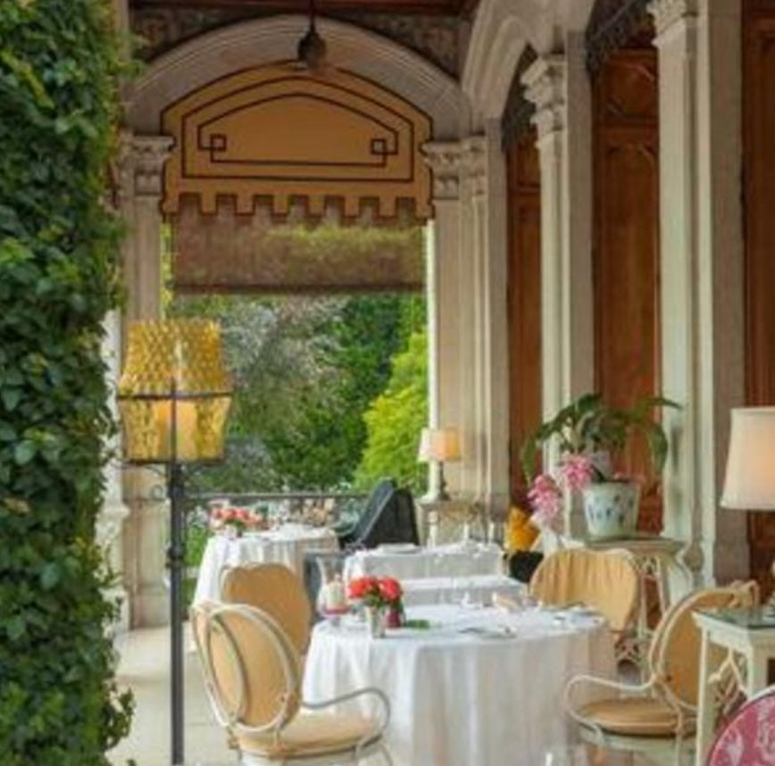 A very civilized lunch at Villa Feltrinelli, the neo-Gothic estate on Lake Garda that once housed Mussolini and now houses two newlyweds with zero self-control around a good wine list.