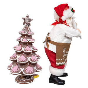 Kurt Adler 10.5" Fabriché Santa Decorating Gingerbread Tree, 2-Piece Set