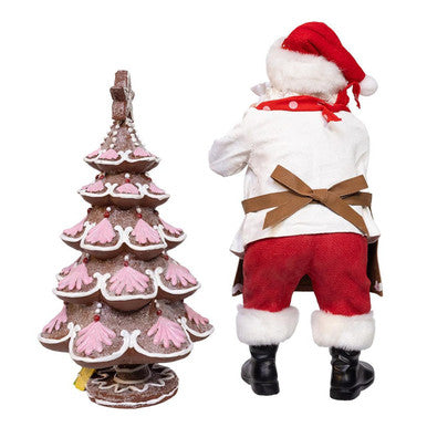 Kurt Adler 10.5" Fabriché Santa Decorating Gingerbread Tree, 2-Piece Set
