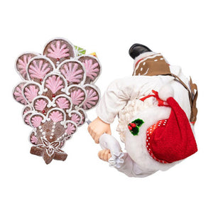 Kurt Adler 10.5" Fabriché Santa Decorating Gingerbread Tree, 2-Piece Set