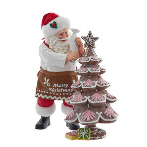 Kurt Adler 10.5" Fabriché Santa Decorating Gingerbread Tree, 2-Piece Set