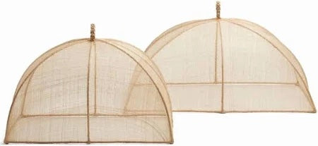 Blue Pheasant Rachel Beige Woven Sinamay Rectangular Serveware Food Cover for Patio - Set of 2