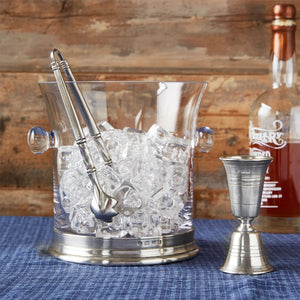 Crystal Ice Bucket with Handles and Tongs Set, Set of 2