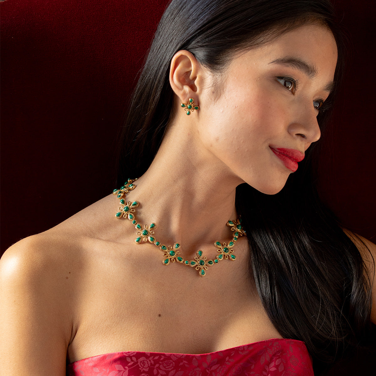 Monique Gem Convertible Necklace in Malachite