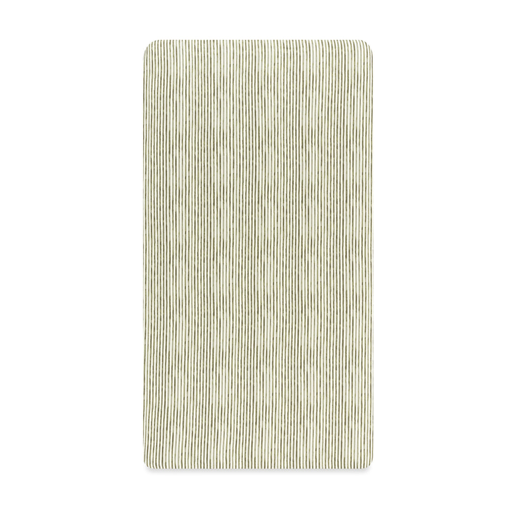 Crib Sheet in GOTS Certified Organic Brushed Cotton by Nate Berkus in Juniper Stripe