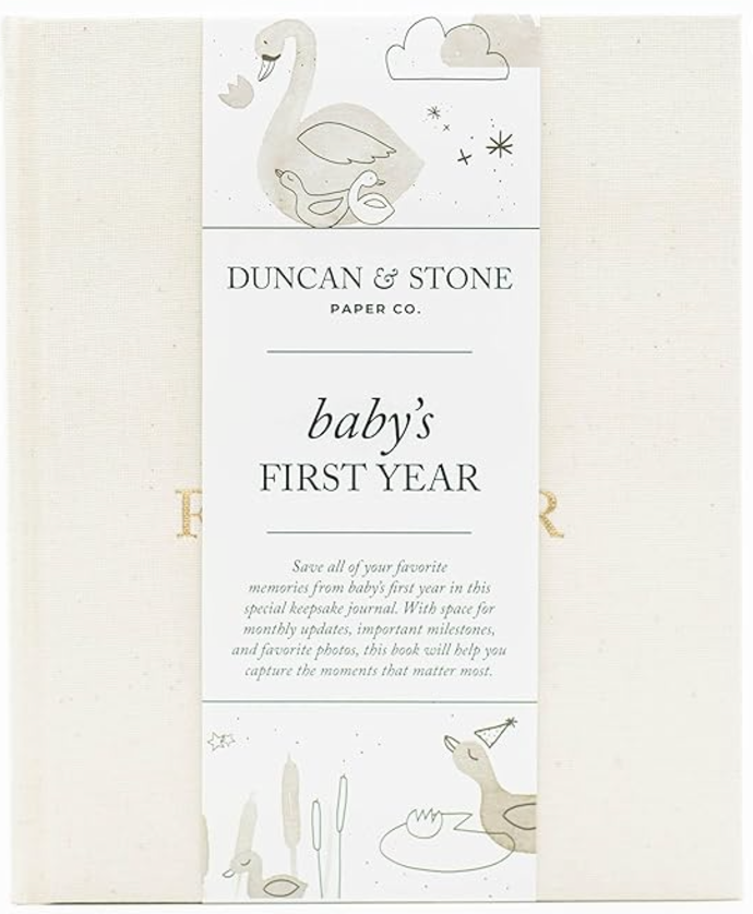 Baby First Year Book (Cream, 112 Pages) - Memory & Milestone Baby's First Year Photo Album from Pregnancy to First Year – Baby Book Keepsake Gift