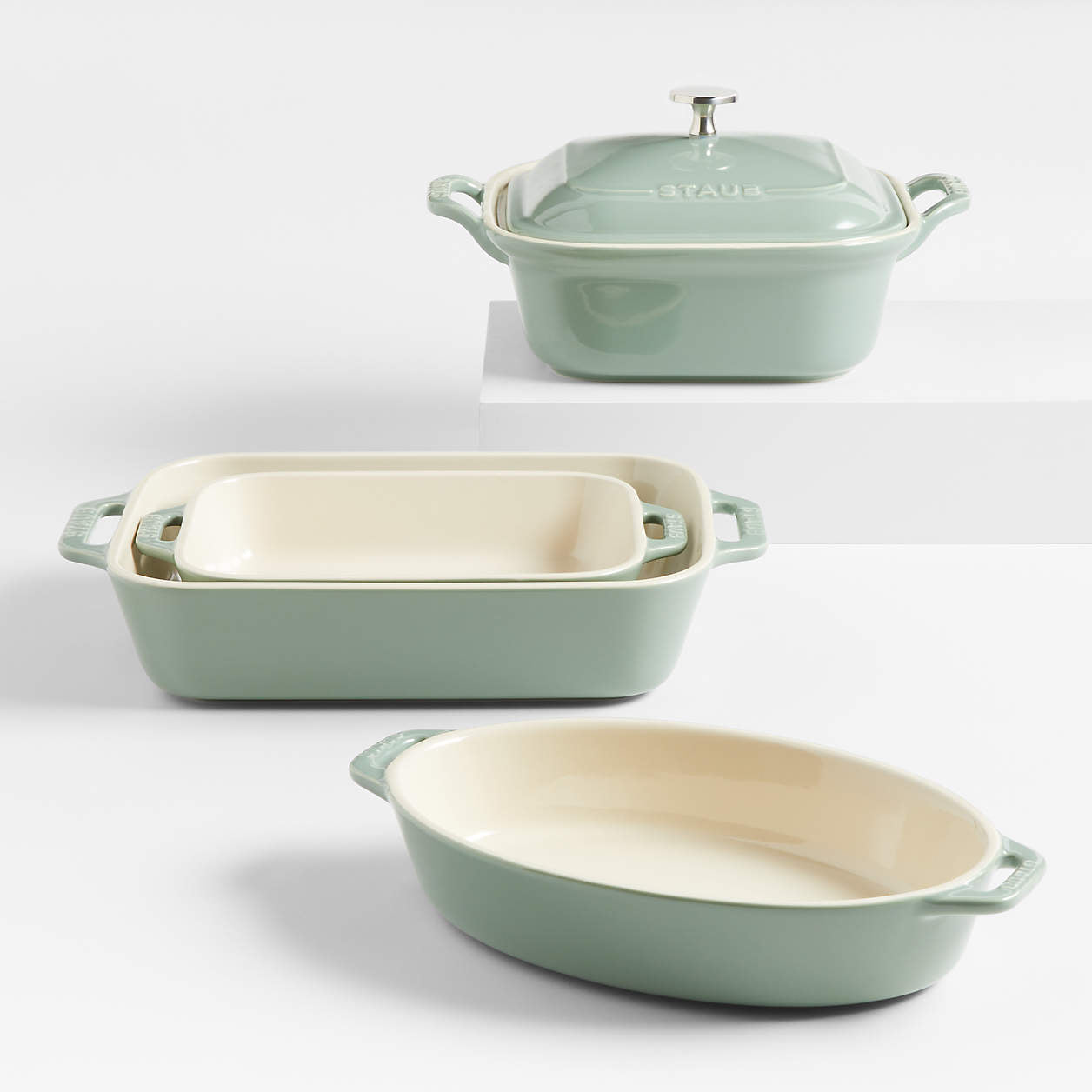 5-Piece Eucalyptus Ceramic Baking Dish Set