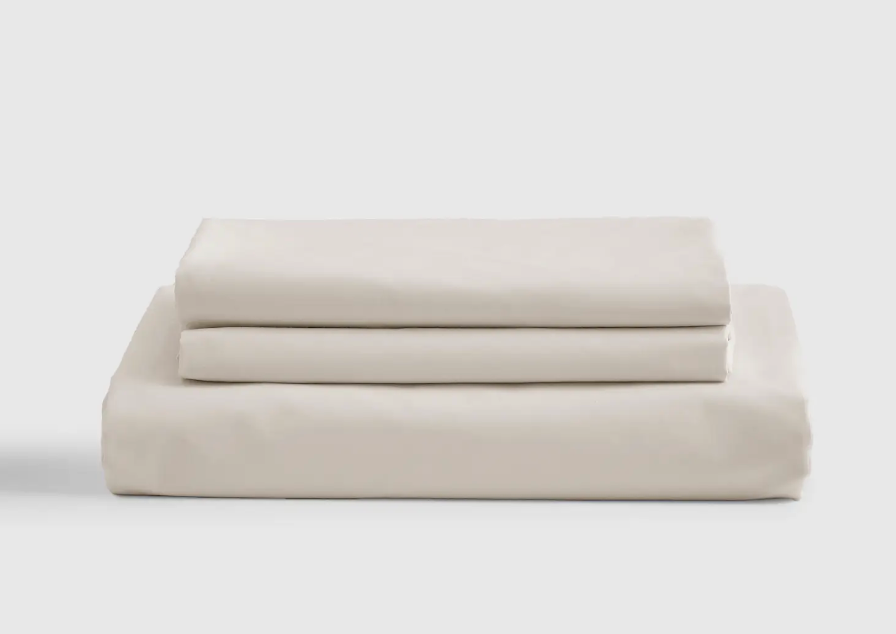 Classic Organic Percale Fitted Sheet Set; Queen Sand