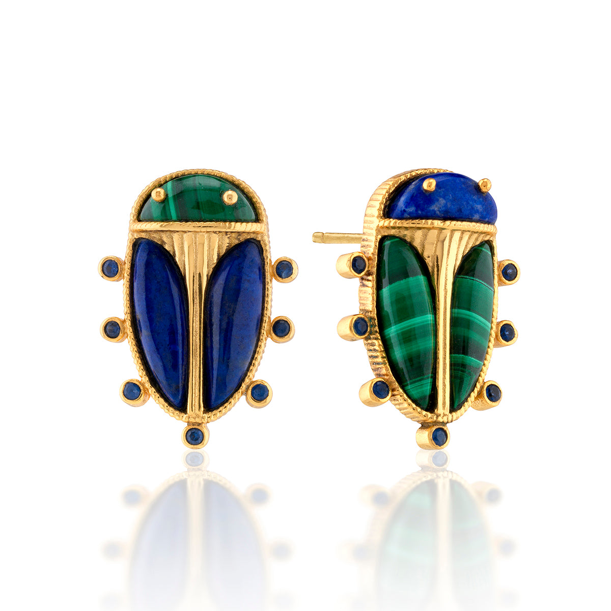 Scarab Mismatched Stud Earrings in Multi