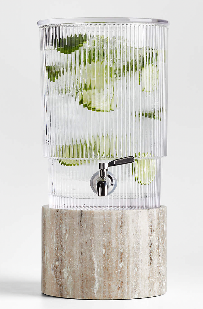 Atwell 1.7-Gallon Ribbed Glass Drink Dispenser with Tuscan Kitchen Marble Stand