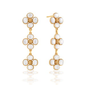 Berry Clover Linear Earrings in Mother of Pearl