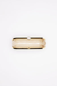 An open, empty Bella Rosa Collection Bella Clutch Sage Green Satin Petitie purse on a white background.