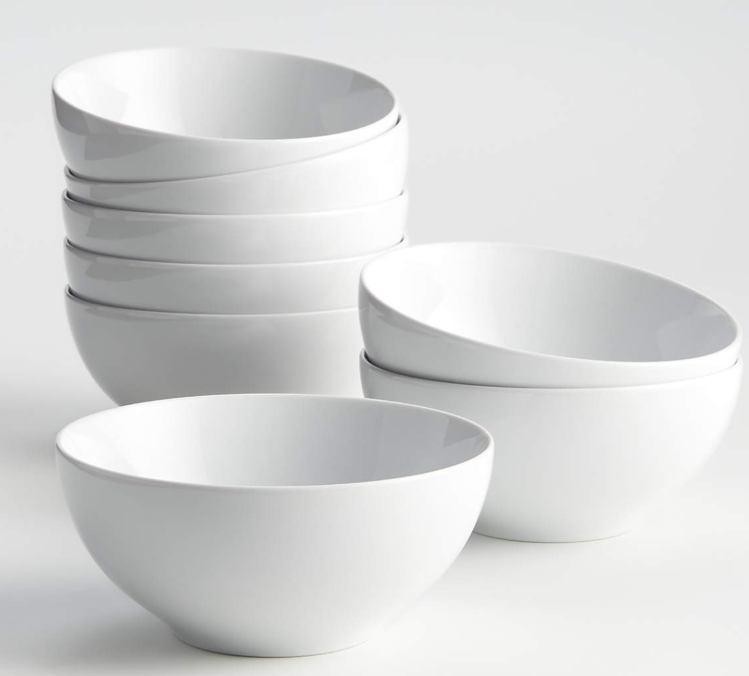 Aspen 6.25" Porcelain Cereal Bowls, Set of 8