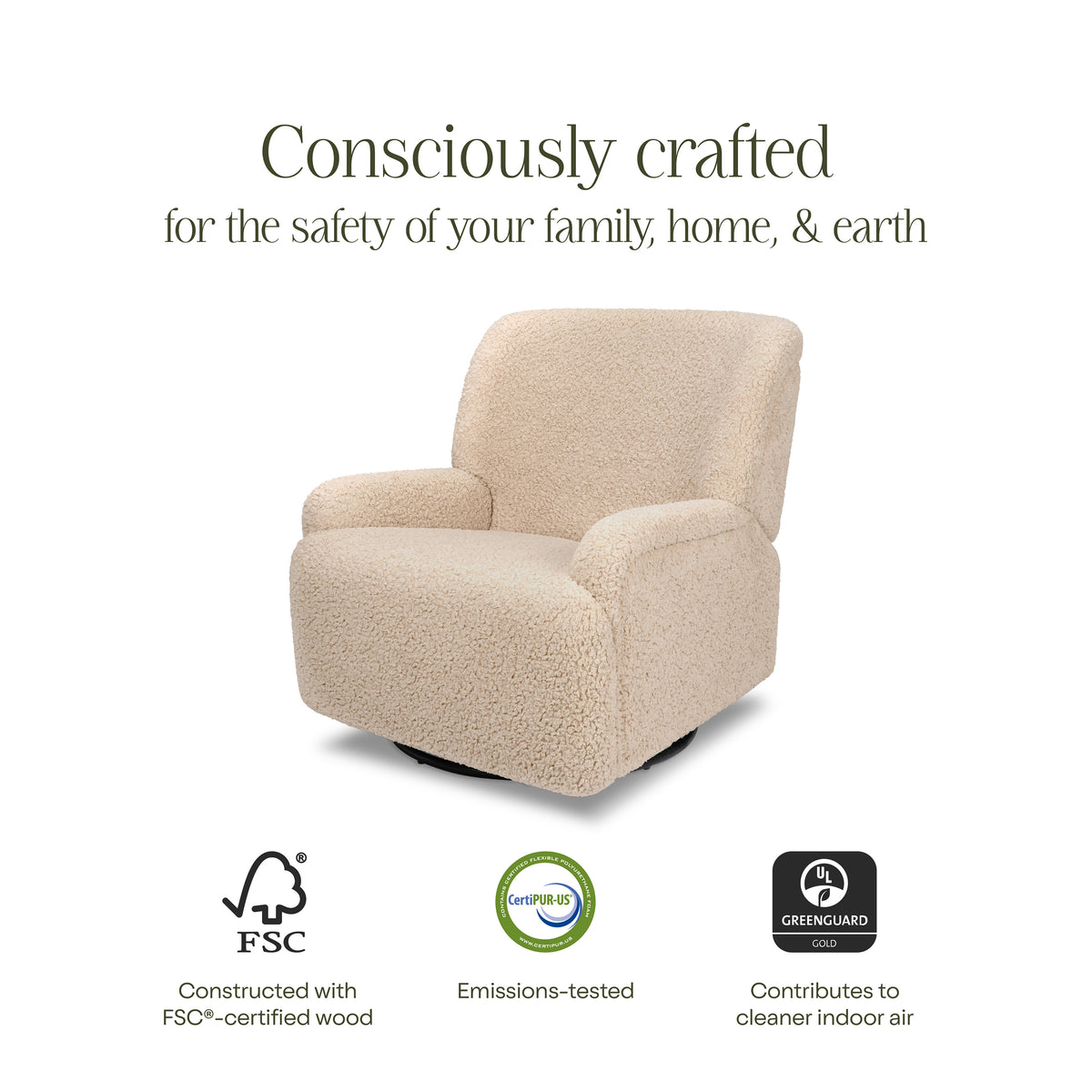 Winslow Extra Wide Recliner and Swivel Glider in Chai Shearling