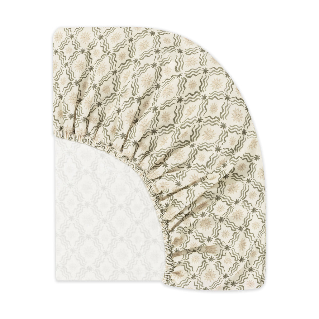 All-Stages® Midi Crib Sheet in GOTS Certified Organic Brushed Cotton by Nate Berkus in Juniper Star