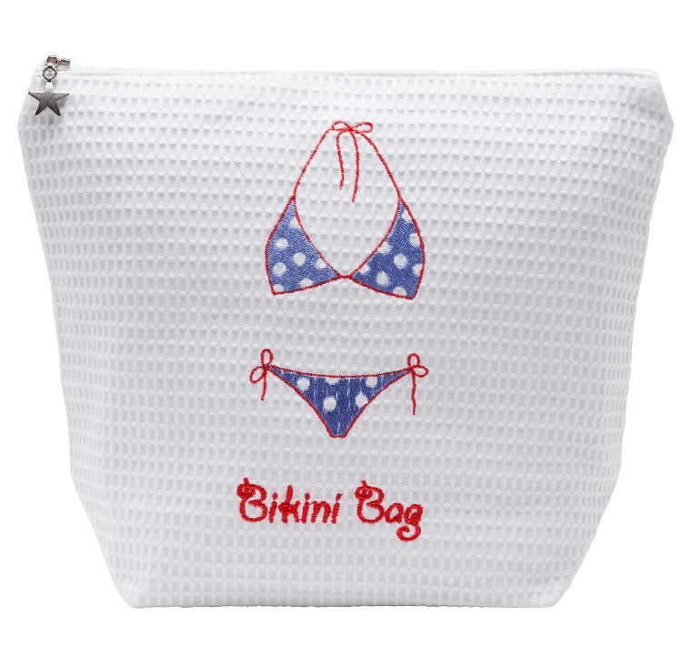 Bikini Bag in White Cotton Waffle Weave