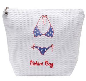 Bikini Bag in White Cotton Waffle Weave