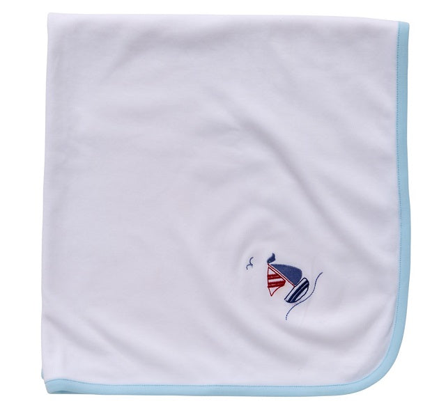 Baby Blanket, White Combed Cotton