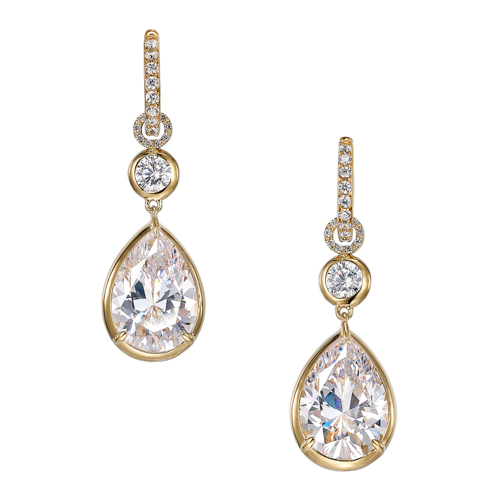 Large Pear Pendant Hoop Earrings