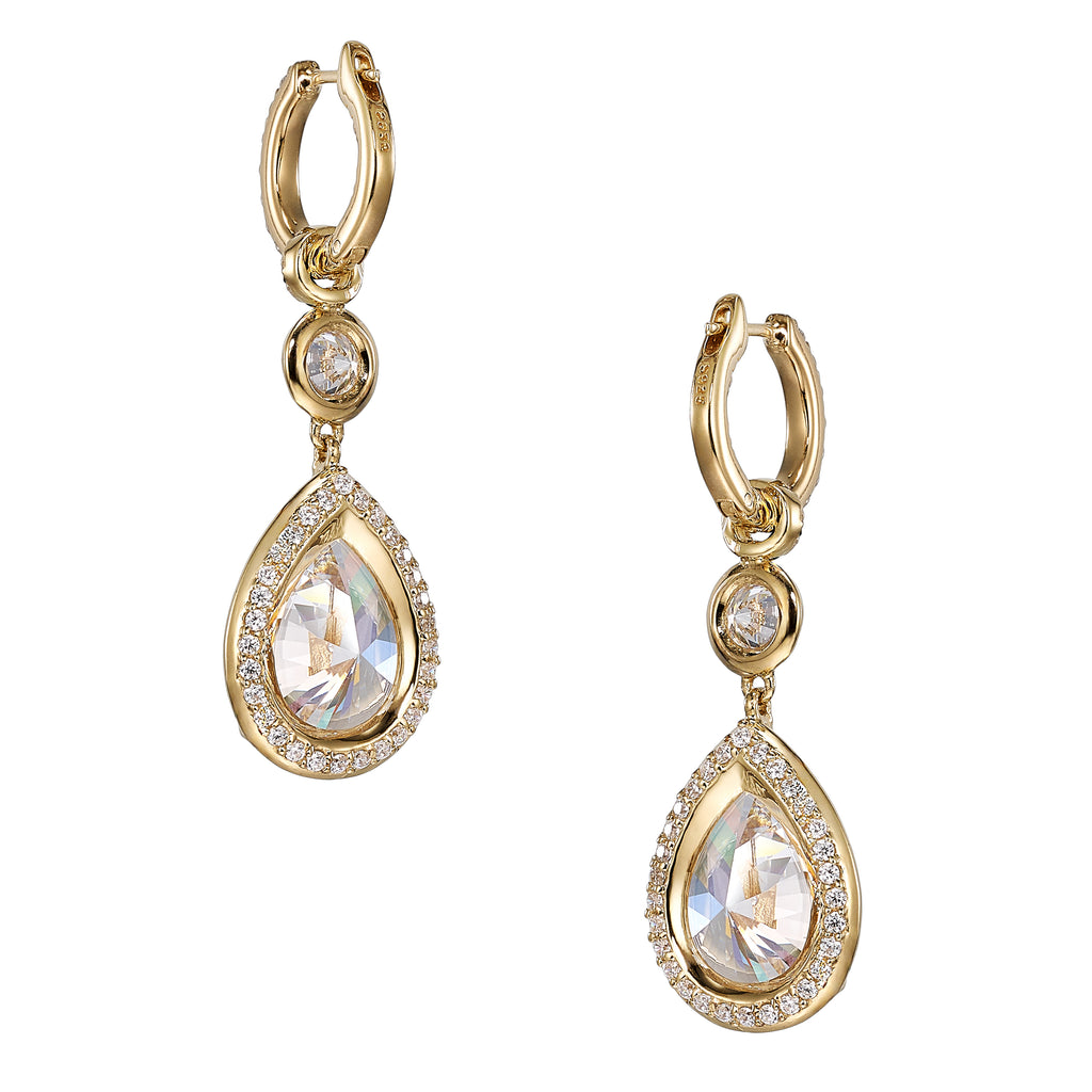 Large Pear Pendant Hoop Earrings