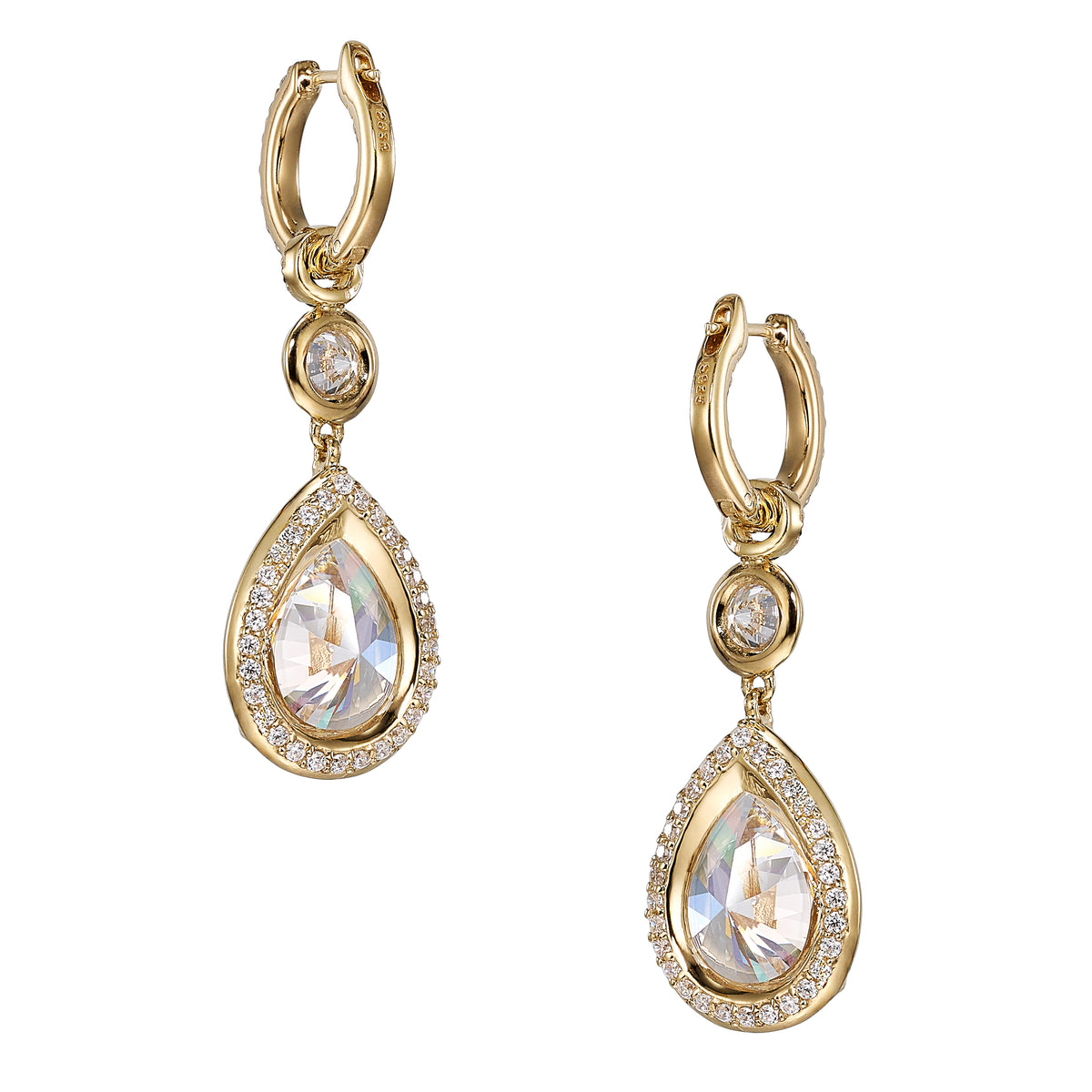 Large Pear Pendant Hoop Earrings