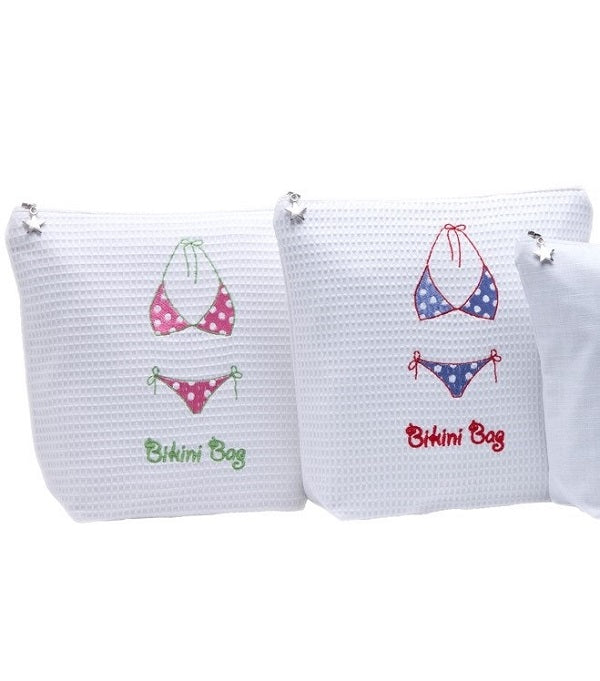 Bikini Bag in White Cotton Waffle Weave