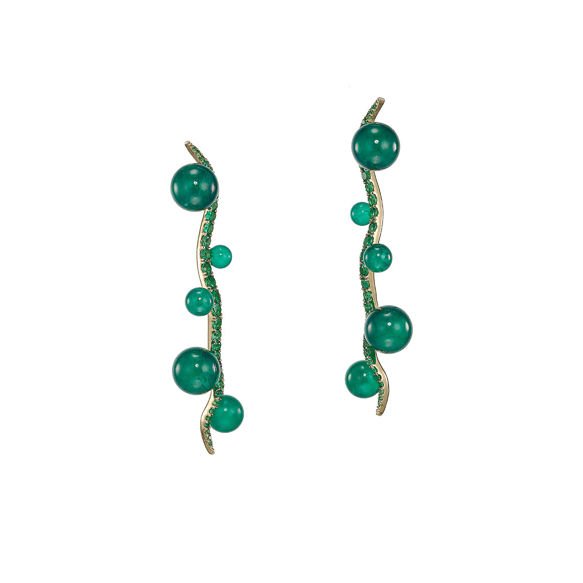 Emerald Blades of Grass Earrings