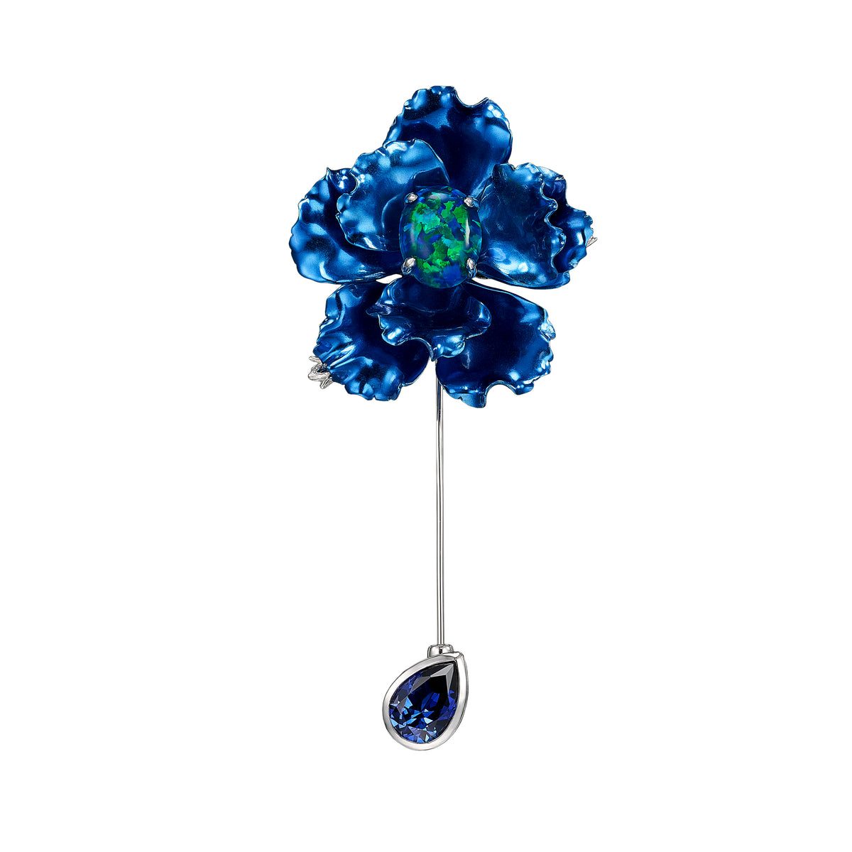 Midnight Opal Parrot Bloom Pin