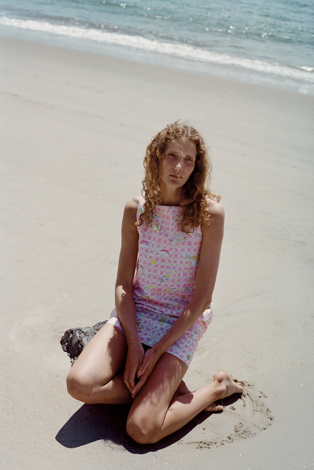 OTM Exclusive: Classic Mini Shift Dress in Pink Fishing Net | Over The Moon OTM Exclusive: Classic Mini Shift Dress in Pink Fishing Net | Over The Moon