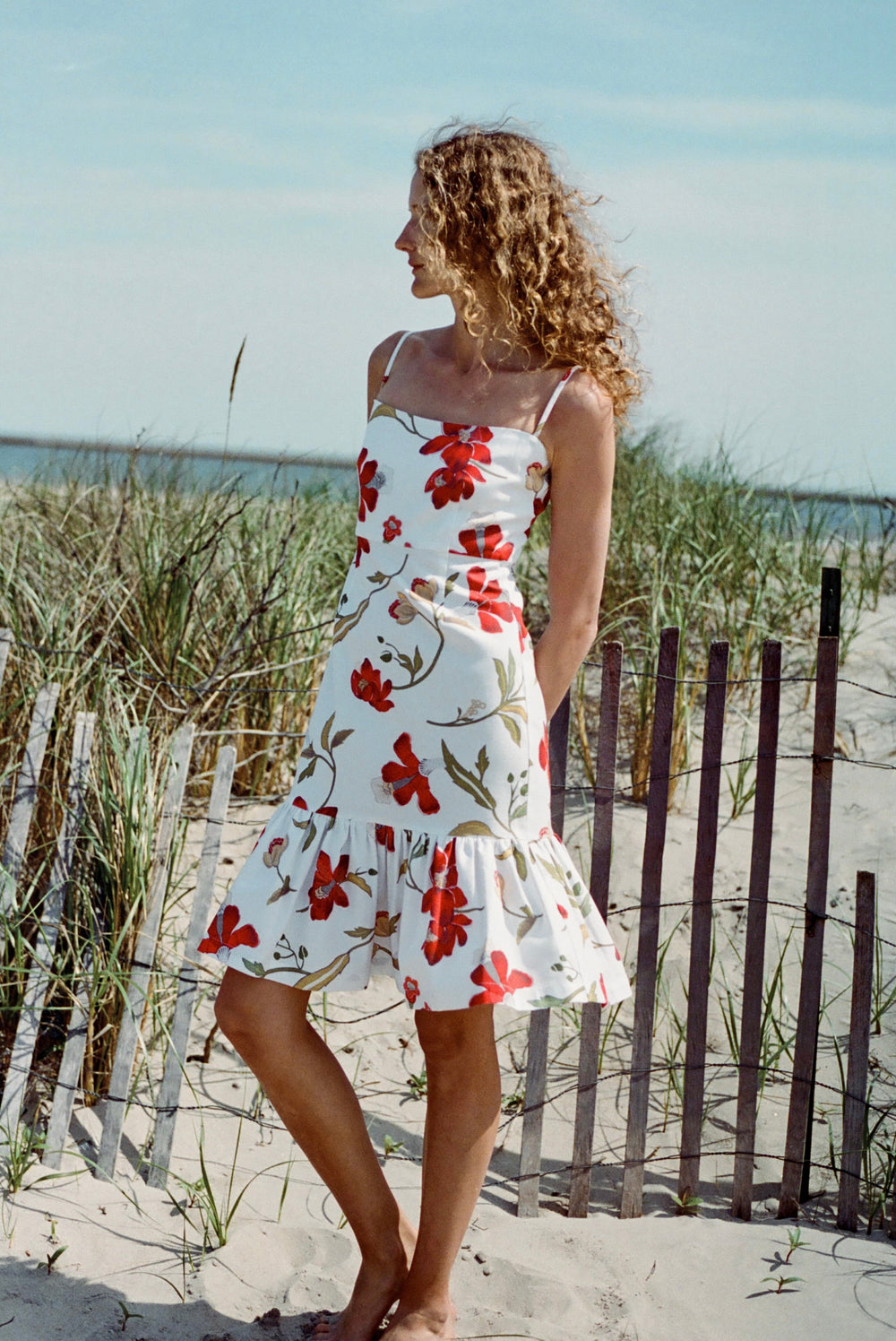Georgia Dress in Red Hibiscus