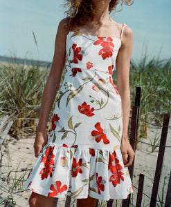 Georgia Dress in Red Hibiscus