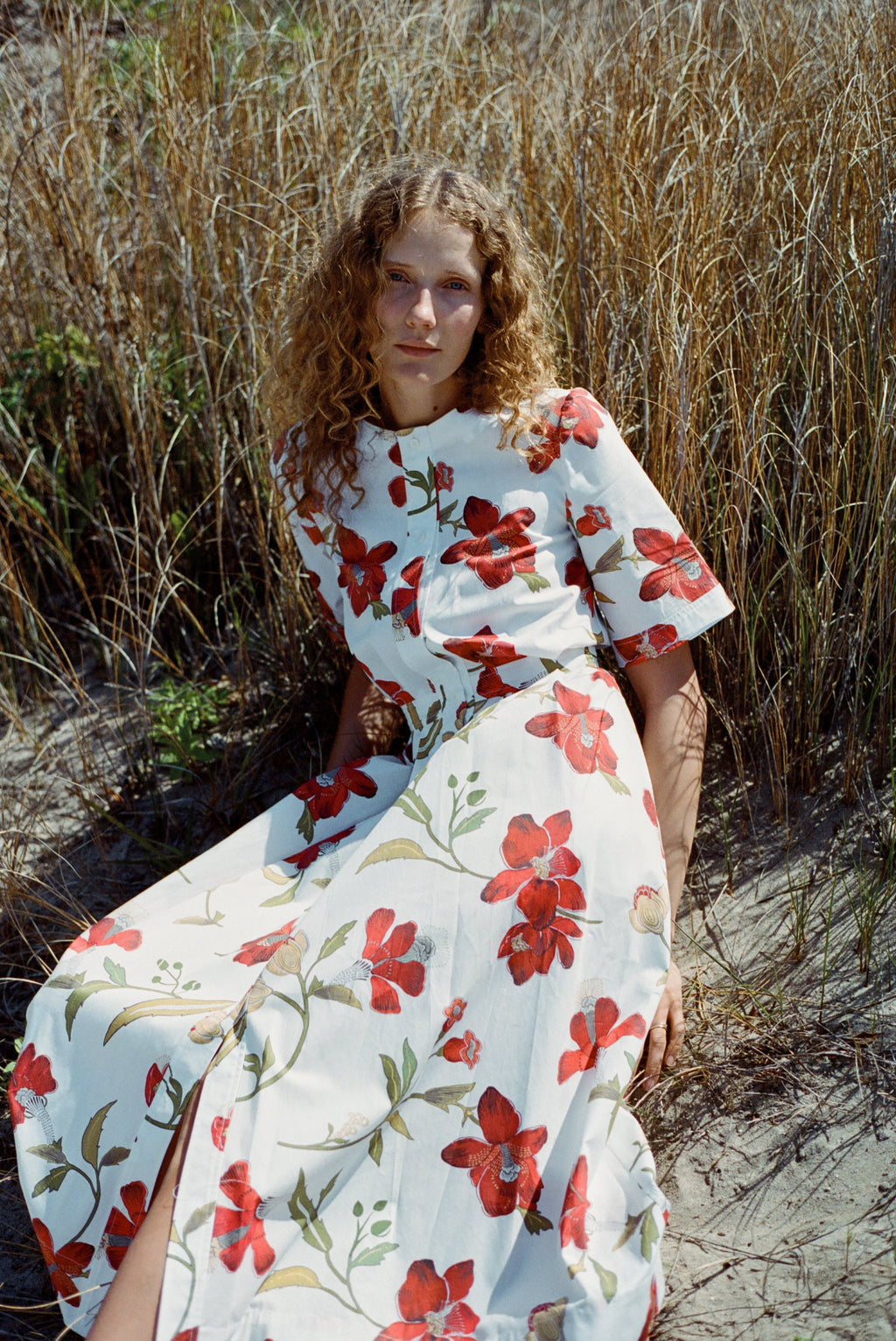 Sloan Dress in Red Hibiscus