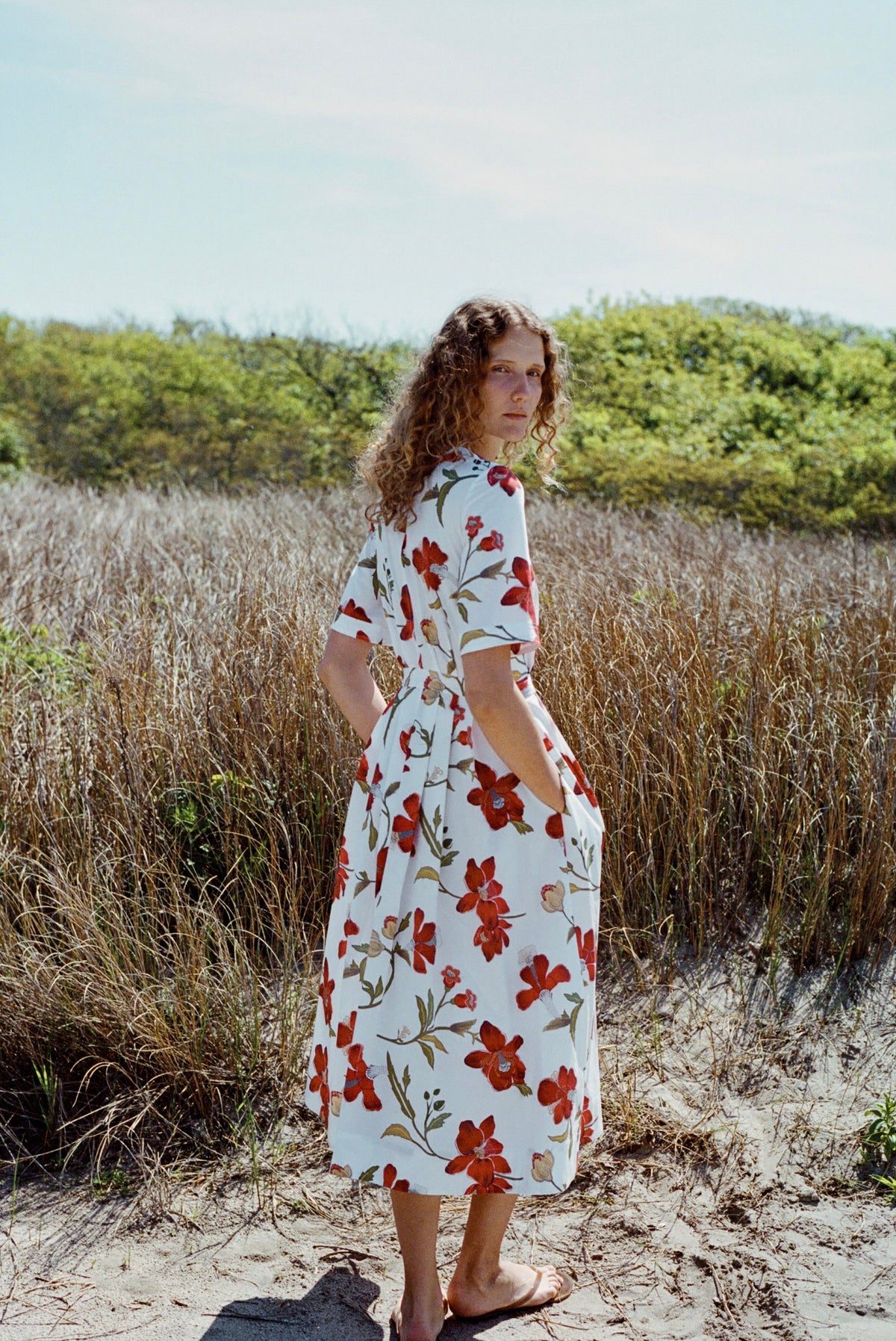 Sloan Dress in Red Hibiscus