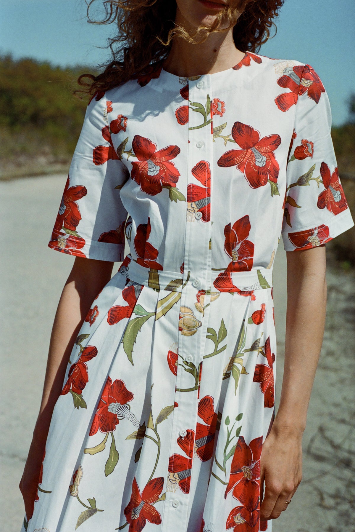 Sloan Dress in Red Hibiscus